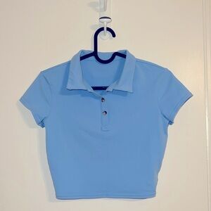 ALO Yoga Choice Cropped Polo in Blue Sky